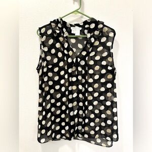 Coldwater Creek Sheer Sleeveless Blouse Polka Dots